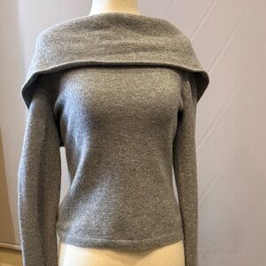 Alice + Olivia Heather Gray Off-Shoulder Sweater